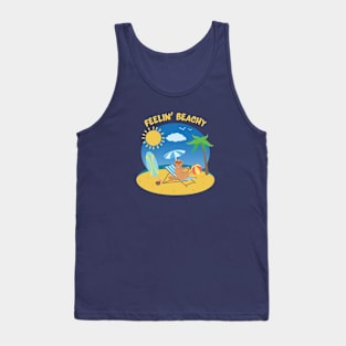 Feelin' Beachy with Golden Retriever on Beach Enjoying Summer Vacation Tank Top